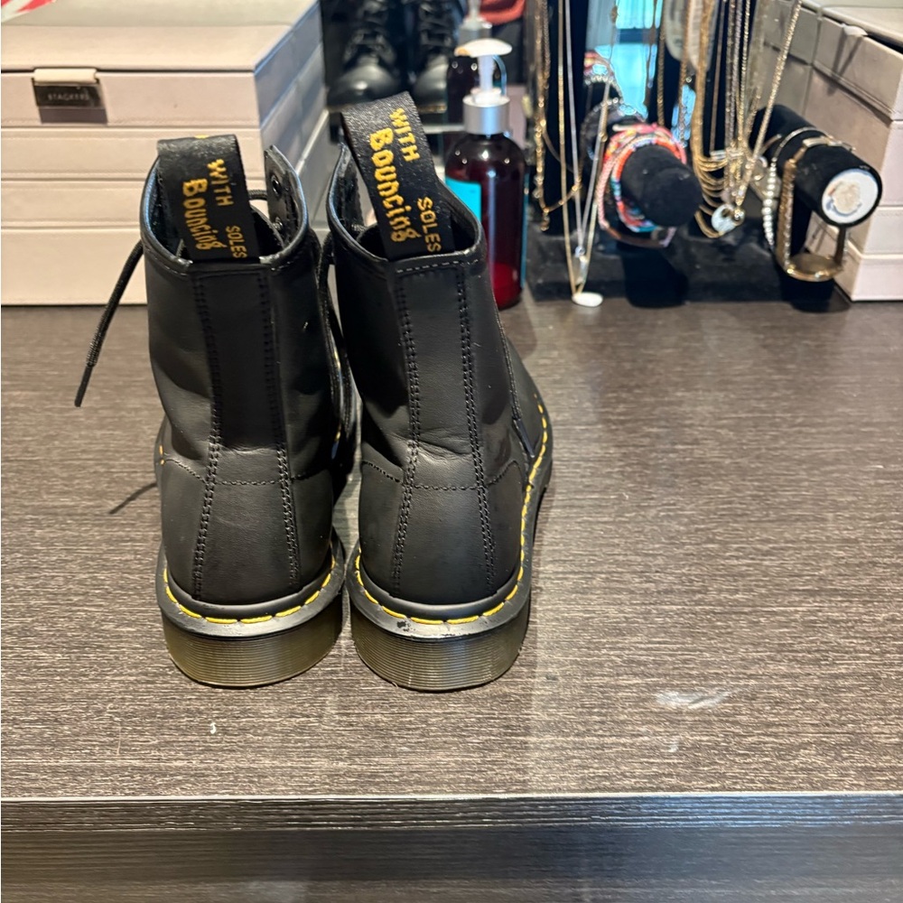 Dr. Martens Black Boots with Yellow Stitching - Picture 2 of 3